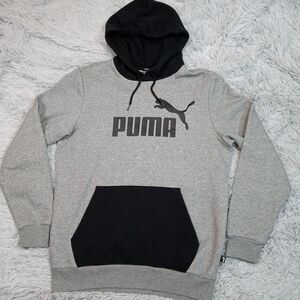 Puma Sweatshirt Mens S Gray‎ Hoodie Logo Pocket Athletic Sports Street Wear